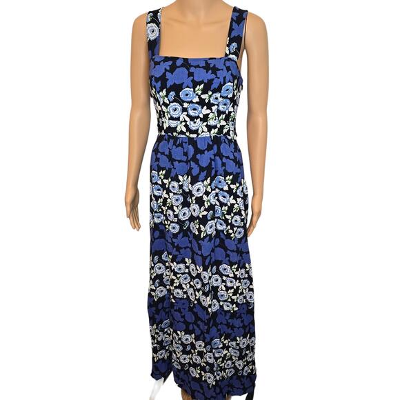 Maeve Blue Floral Print Sleeveless Square Neckline Maxi Dress Womens Size‎ 2 - Picture 1 of 13